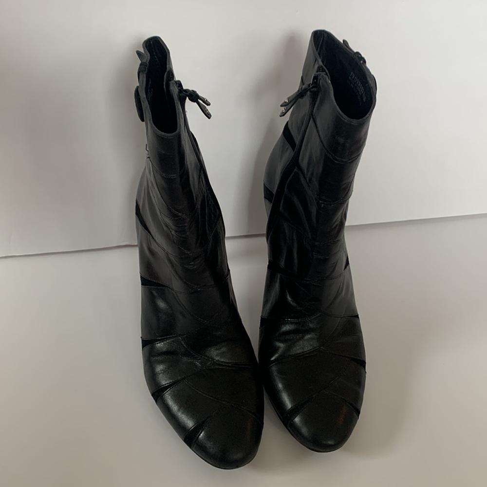 Cole Haan Boots black leather stiletto heel ankle booties boots Nike Air 8.5 - Picture 5 of 14